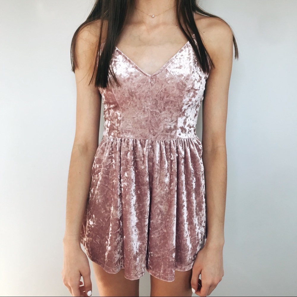 Velvet pink mini dress